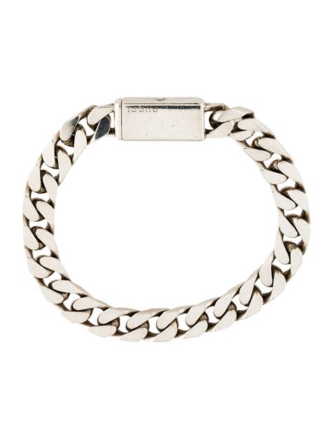 solid silver gucci chain bracelet bar clasp